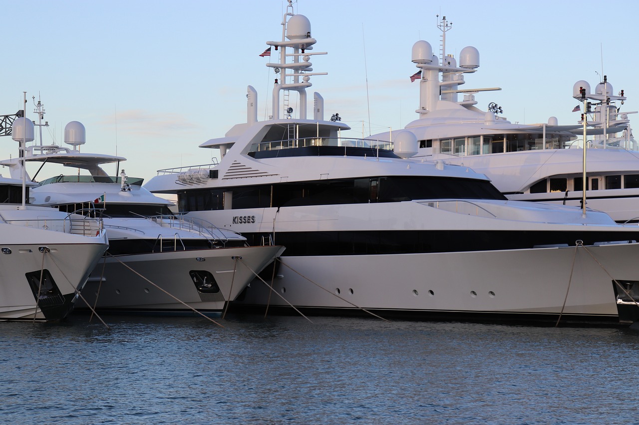 Yachts anchored in a harbor